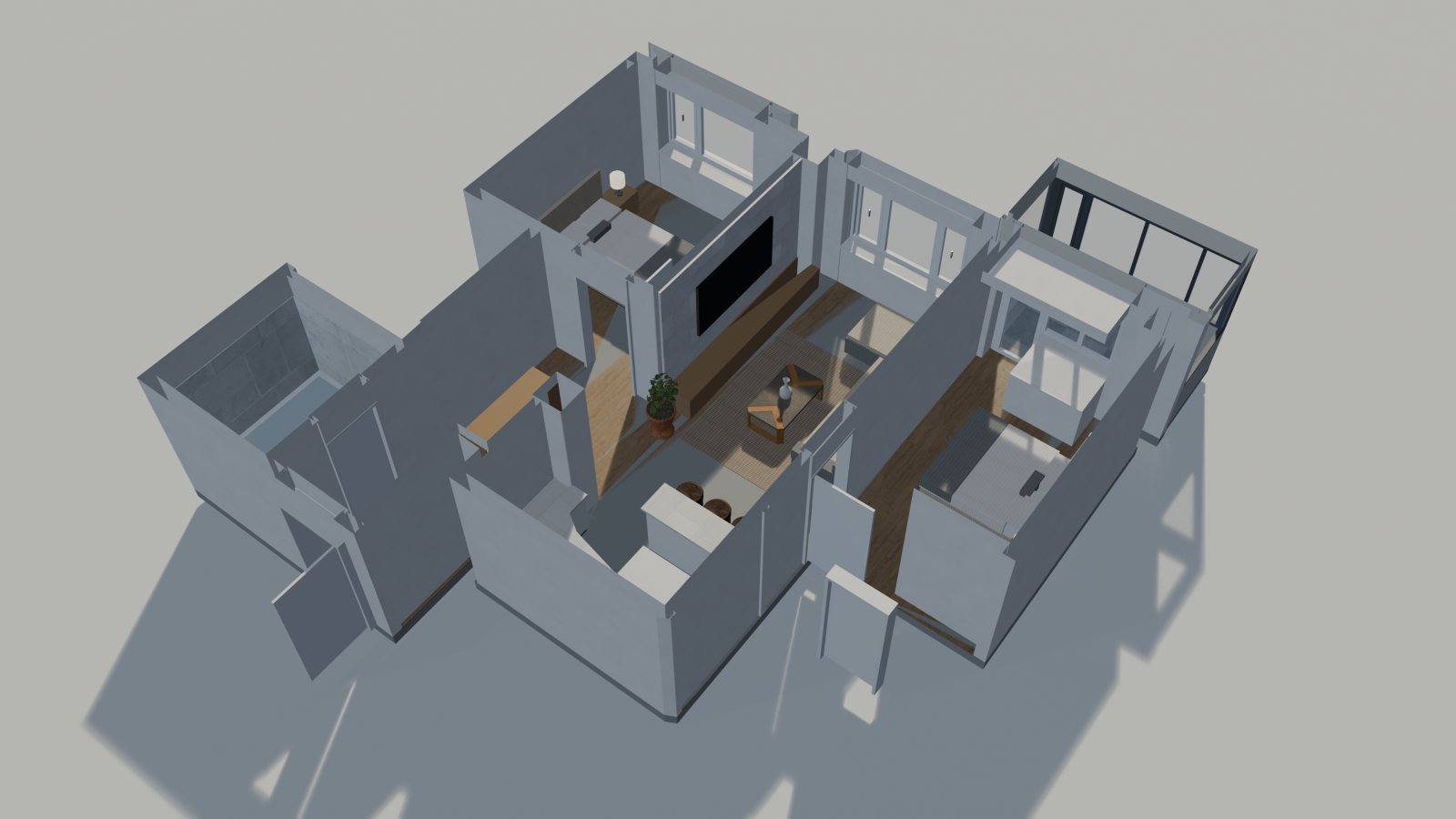Type A: dollhouse cutaway