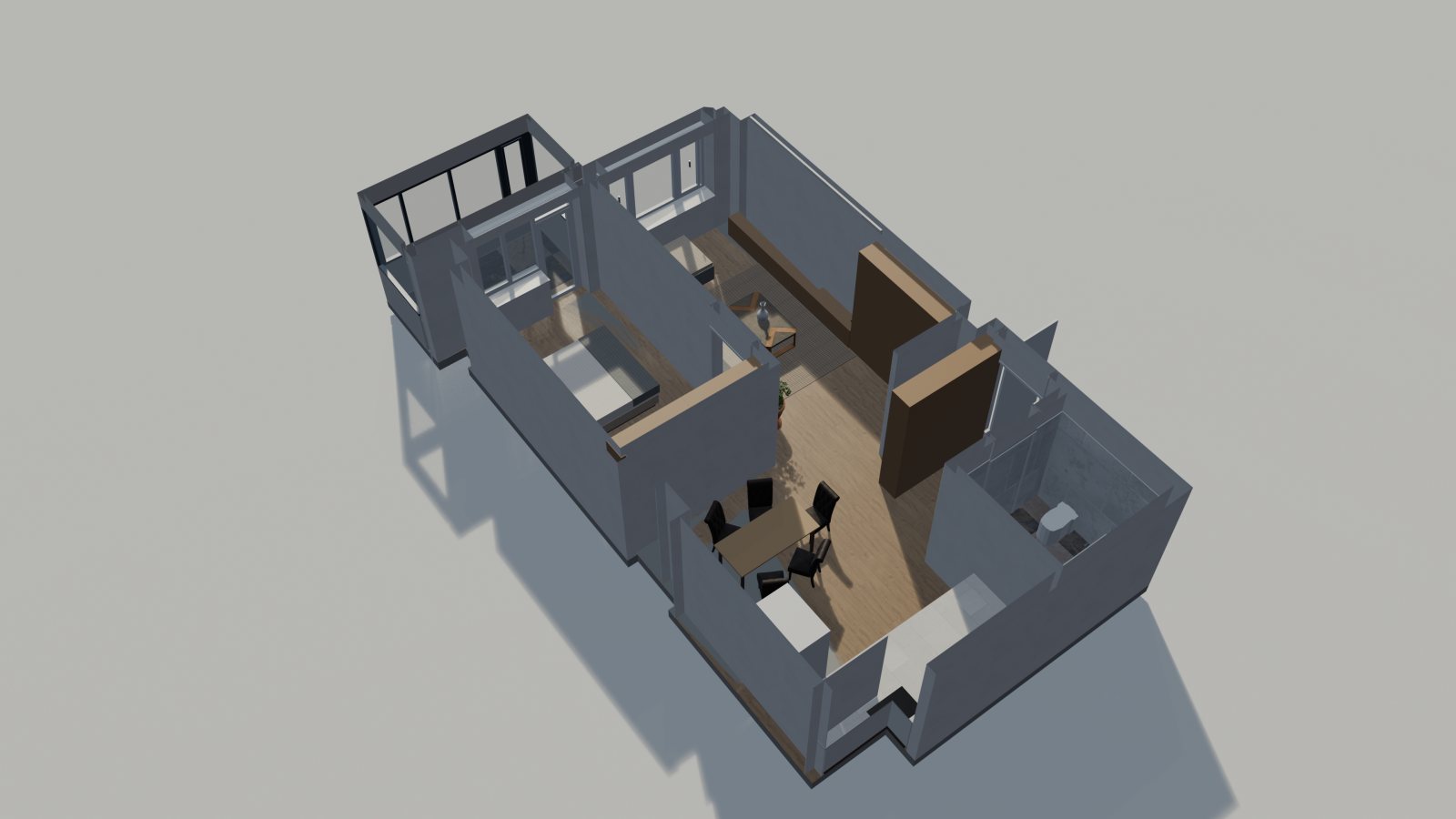 Type B: dollhouse cutaway