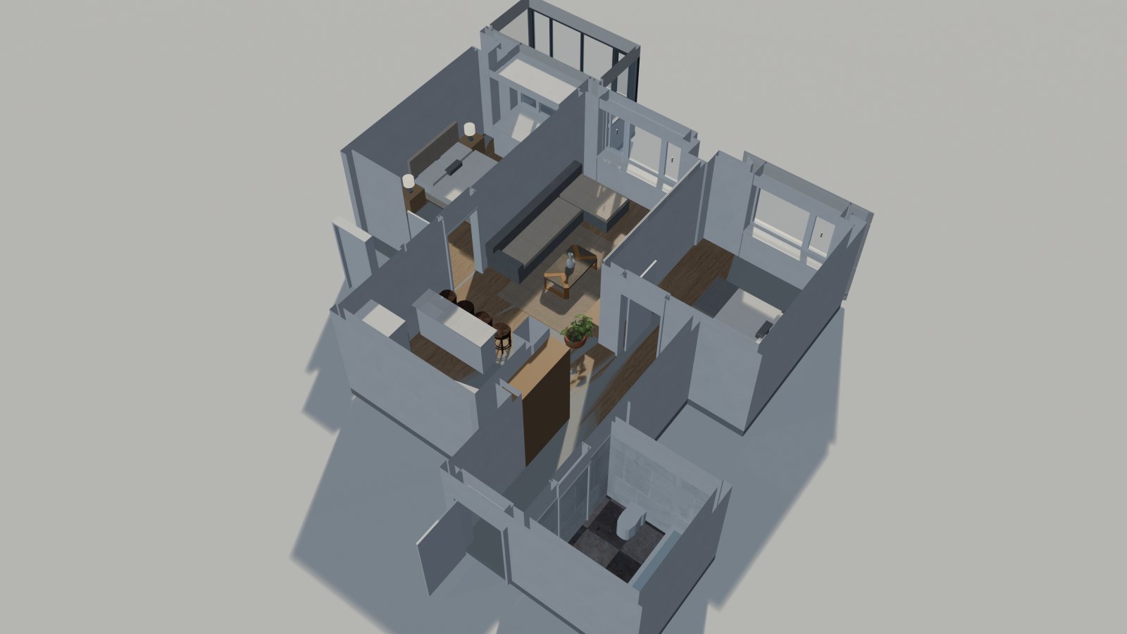 Type E: dollhouse cutaway