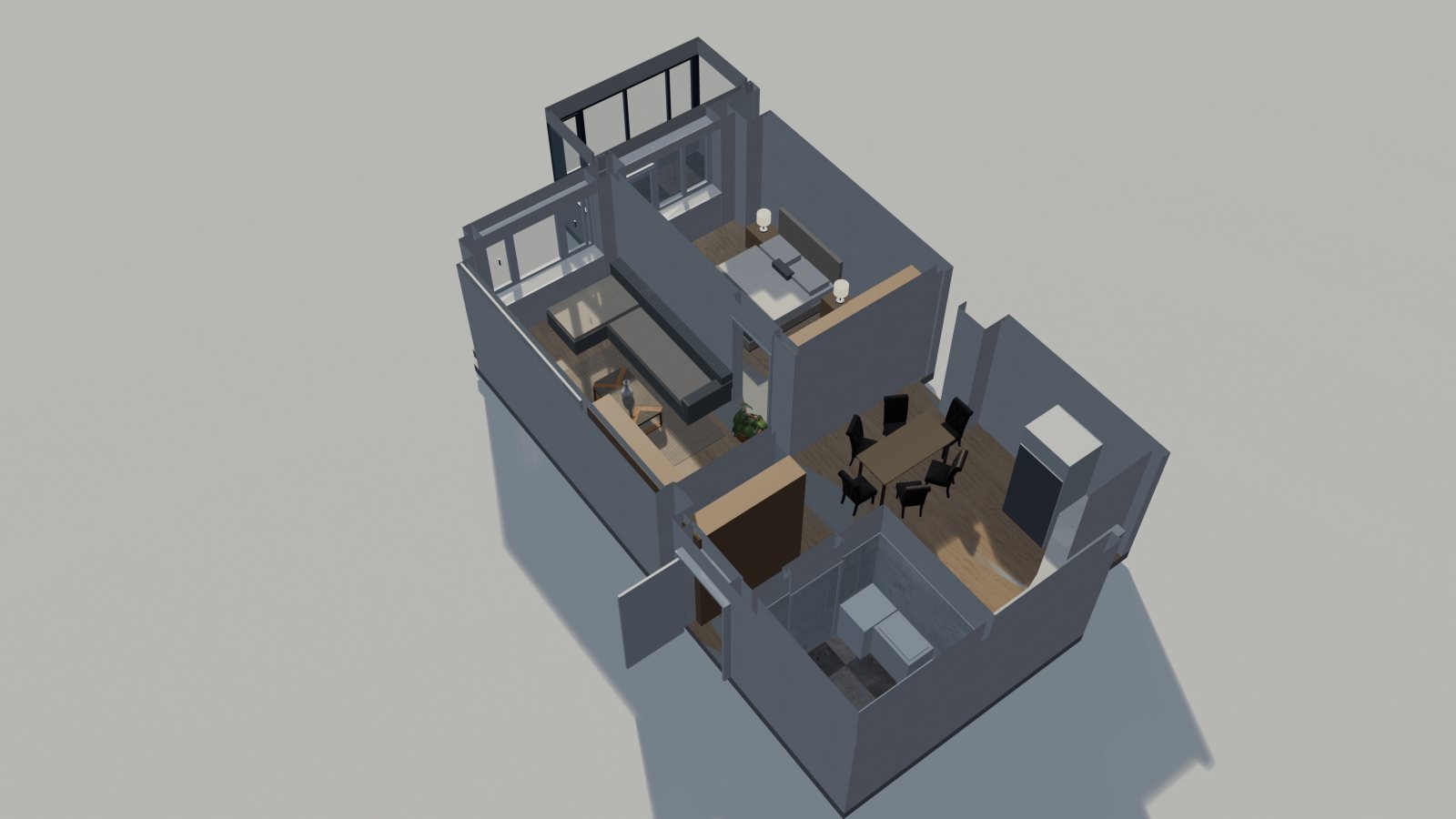 Type F: dollhouse cutaway