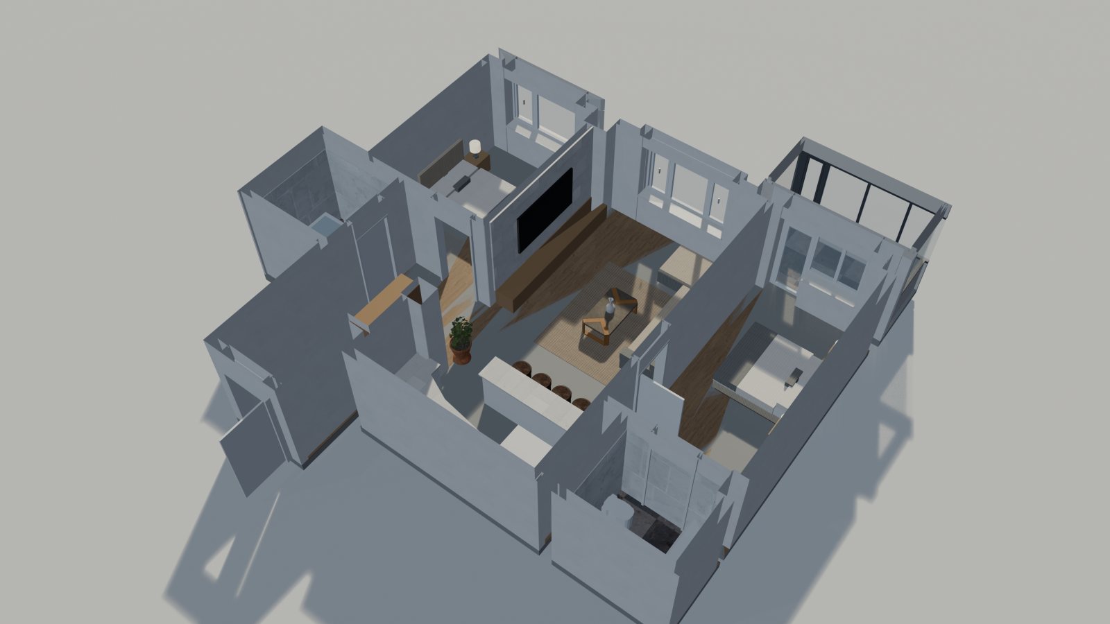 Type G: dollhouse cutaway